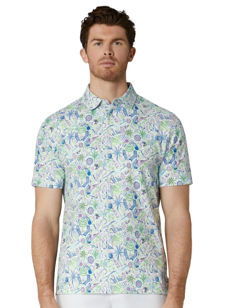Callaway Nautical Conversational Print Polo - Bright White