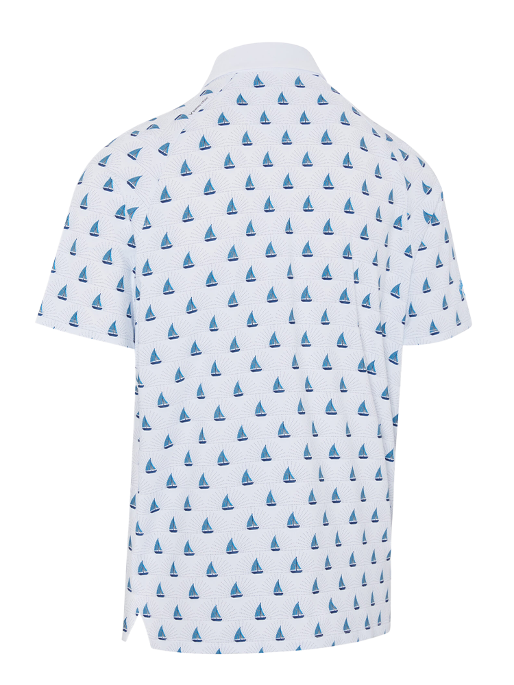 Callaway Sailboat Sunset Geo Print Polo - Bright White