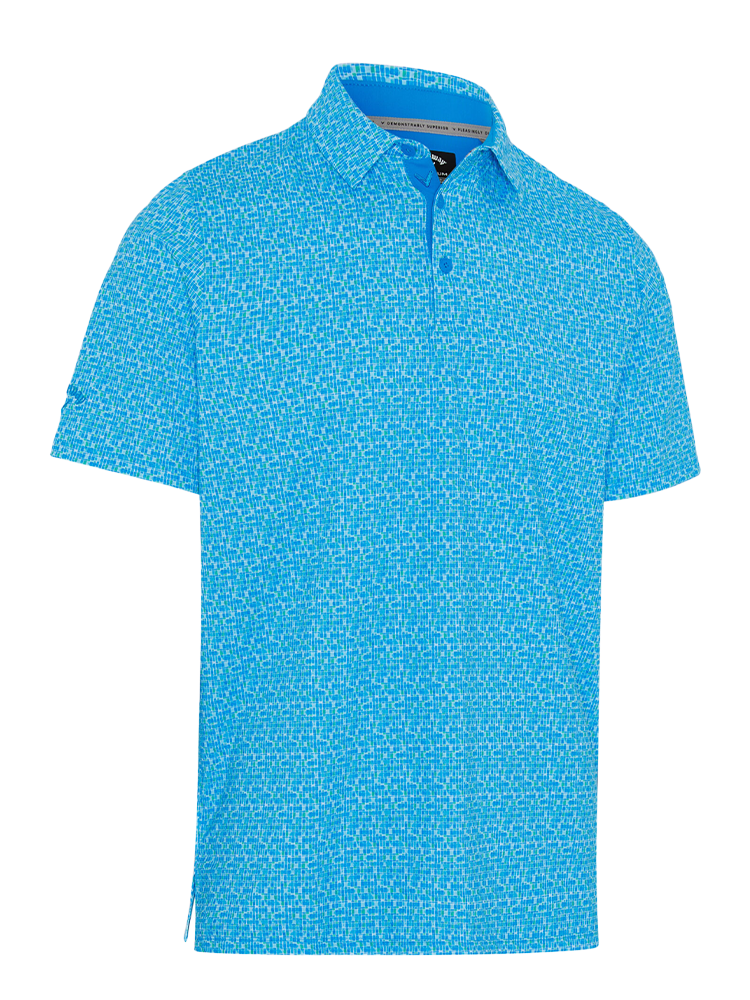 Callaway Tile Gingham Print Polo - Brilliant Blue