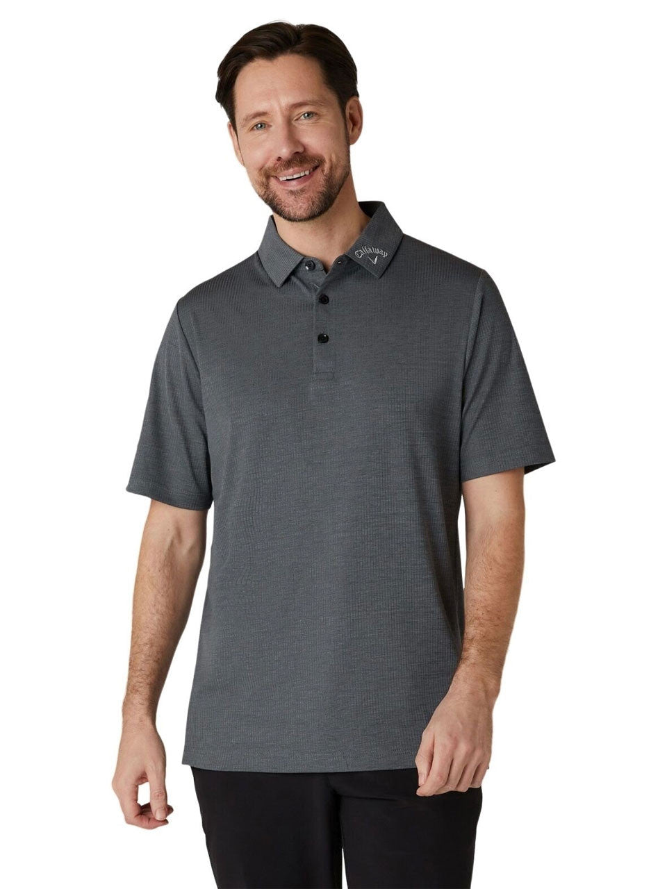 Callaway Ventilated Classic Jacquard Golf Polo - Caviar