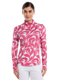 Callaway Women's Abstract Swirl Long Sleeve Sun Protection Top - Carmine