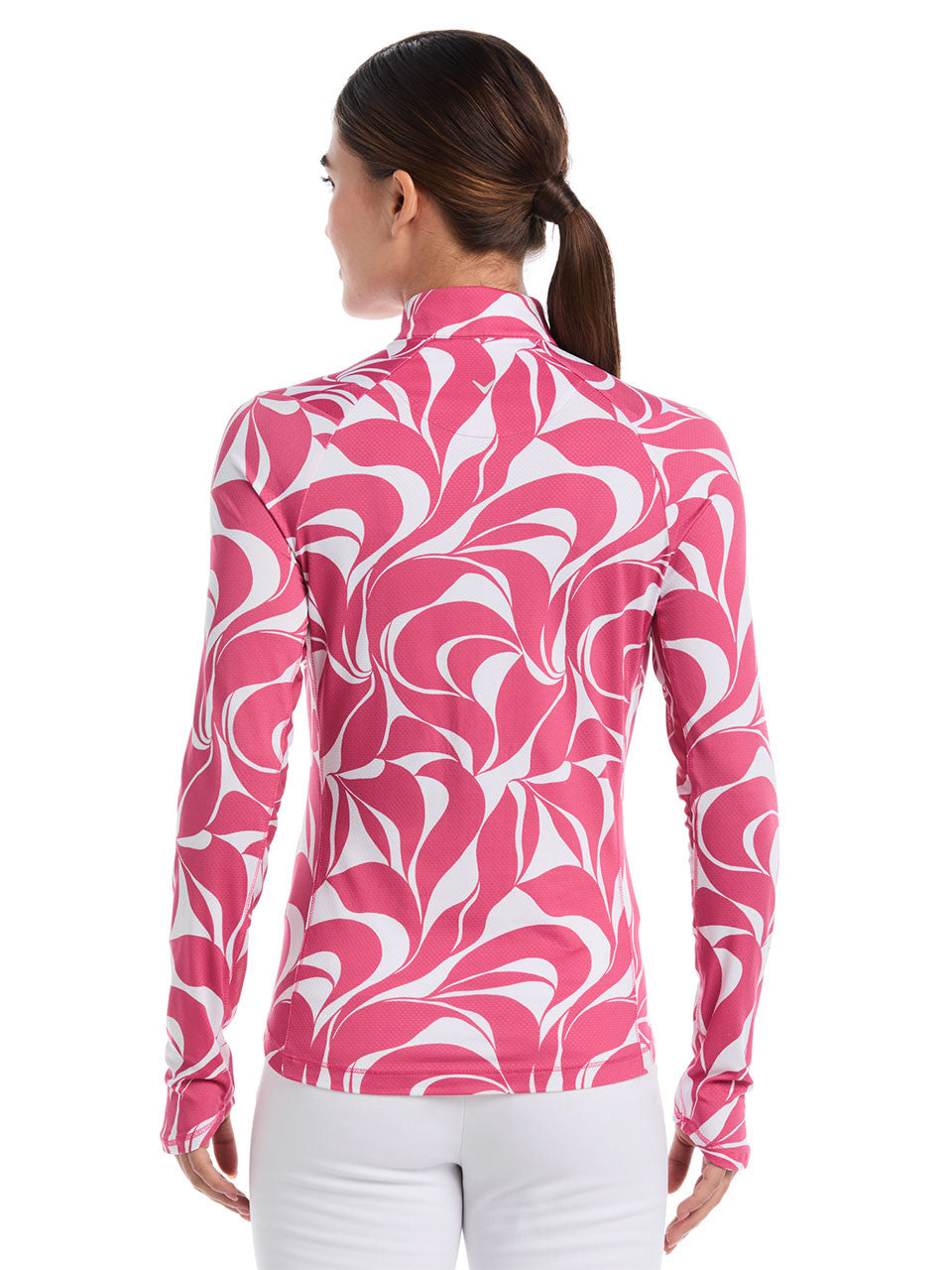 Callaway Women's Abstract Swirl Long Sleeve Sun Protection Top - Carmine