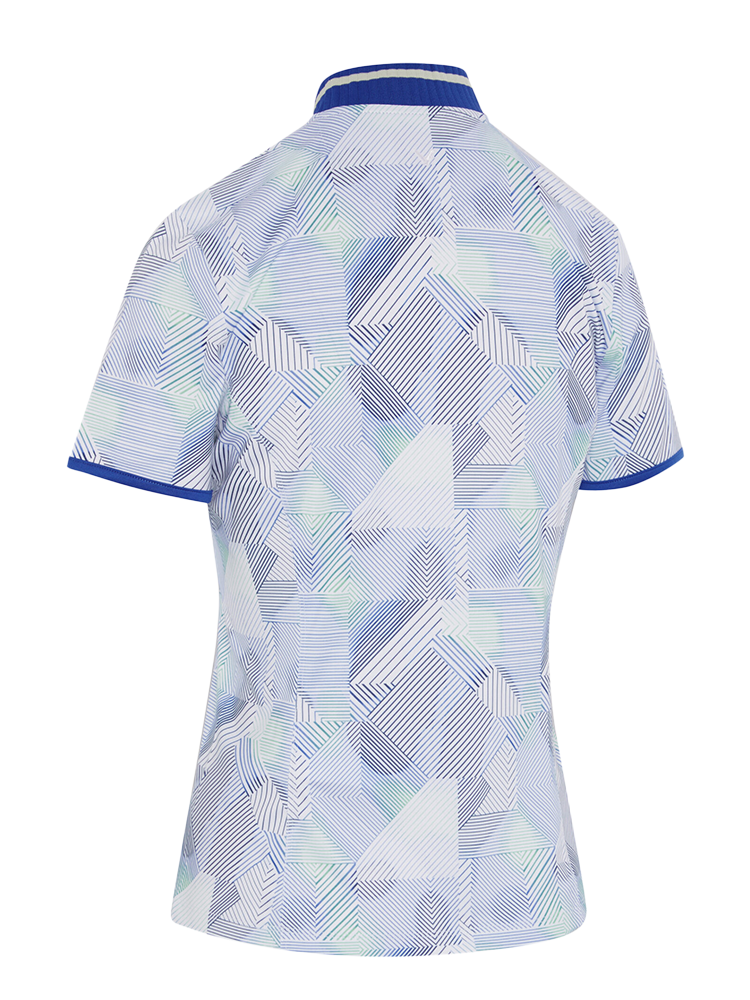 Callaway Women's Active Geo Print Rib Collar Zip Polo - Brilliant White