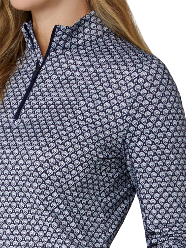 Callaway Women's Scarf Geo Long Sleeve Sun Protection Top - Peacoat