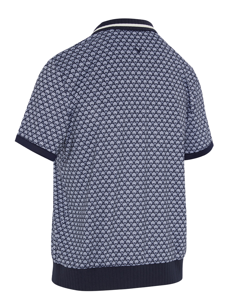 Callaway Women's Scarf Geo Print Rib Collar Polo - Peacoat