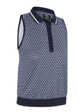 Callaway Women's Scarf Geo Print Rib Collar Sleeveless Polo - Peacoat