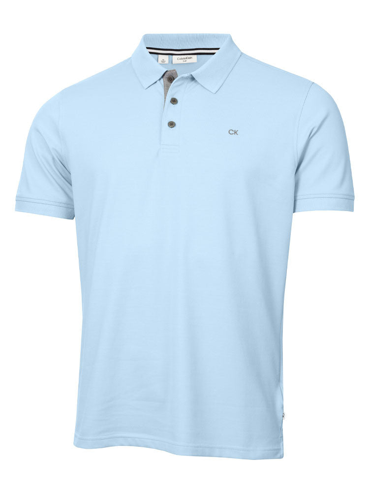 Calvin Klein Cotton Blend Quad Polo - Sky Blue