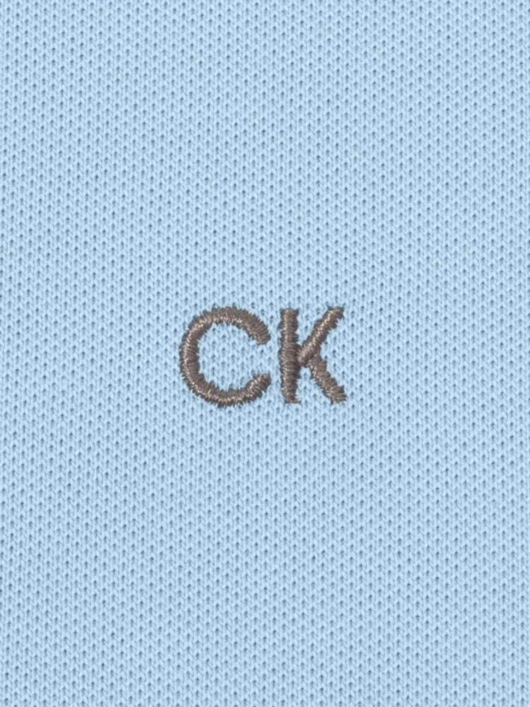 Calvin Klein Cotton Blend Quad Polo - Sky Blue