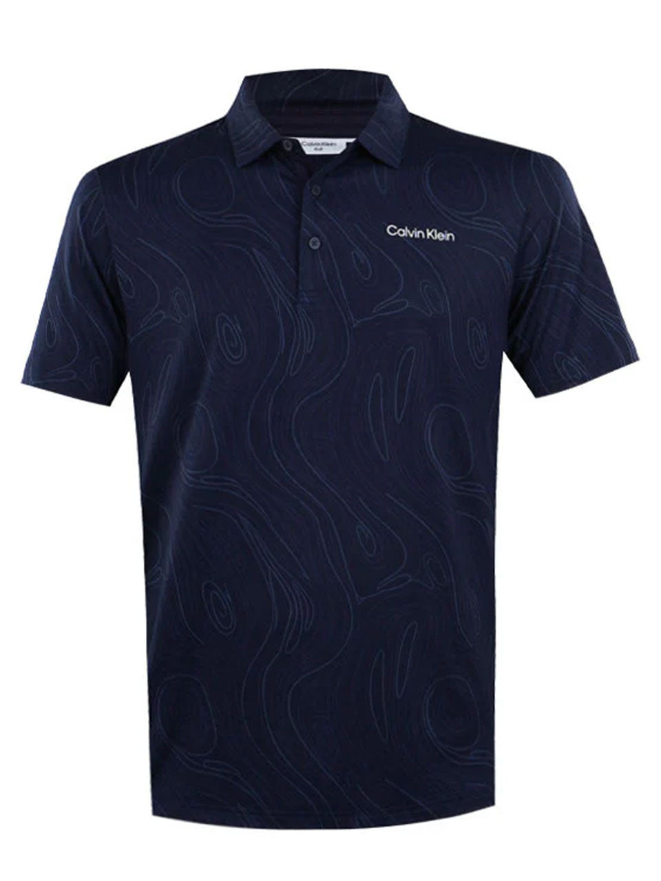 Calvin Klein Marble Print Polo Shirt - Navy