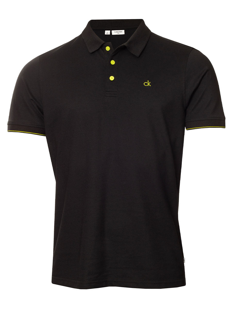 Calvin Klein Mason Cotton Blend Polo - Black/Lime