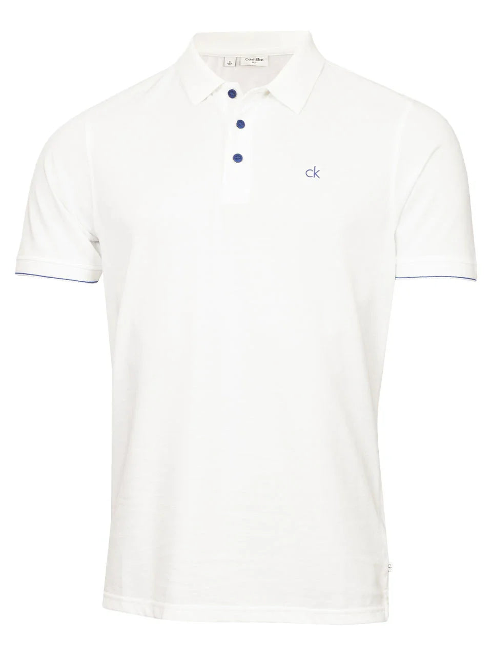 Calvin Klein Mason Cotton Blend Polo - White/Cobalt