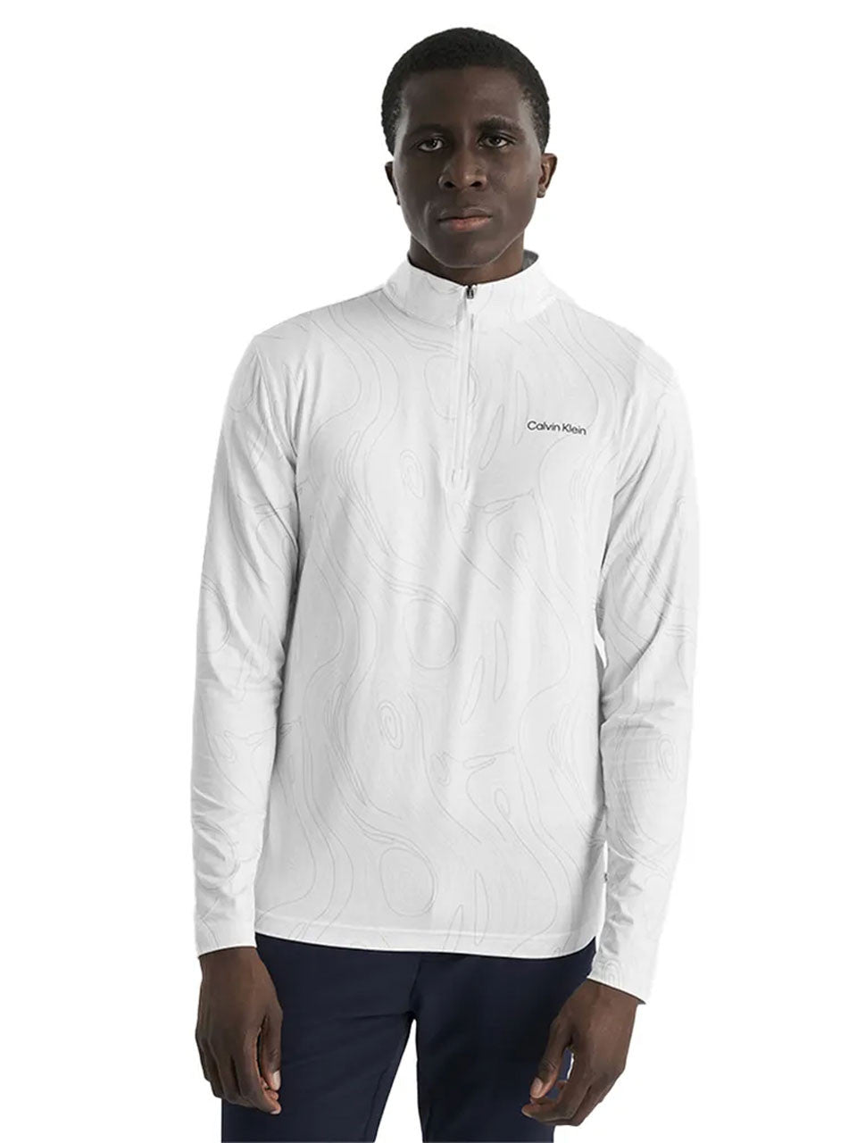 Calvin Klein Printed Newport Half Zip - White Marble
