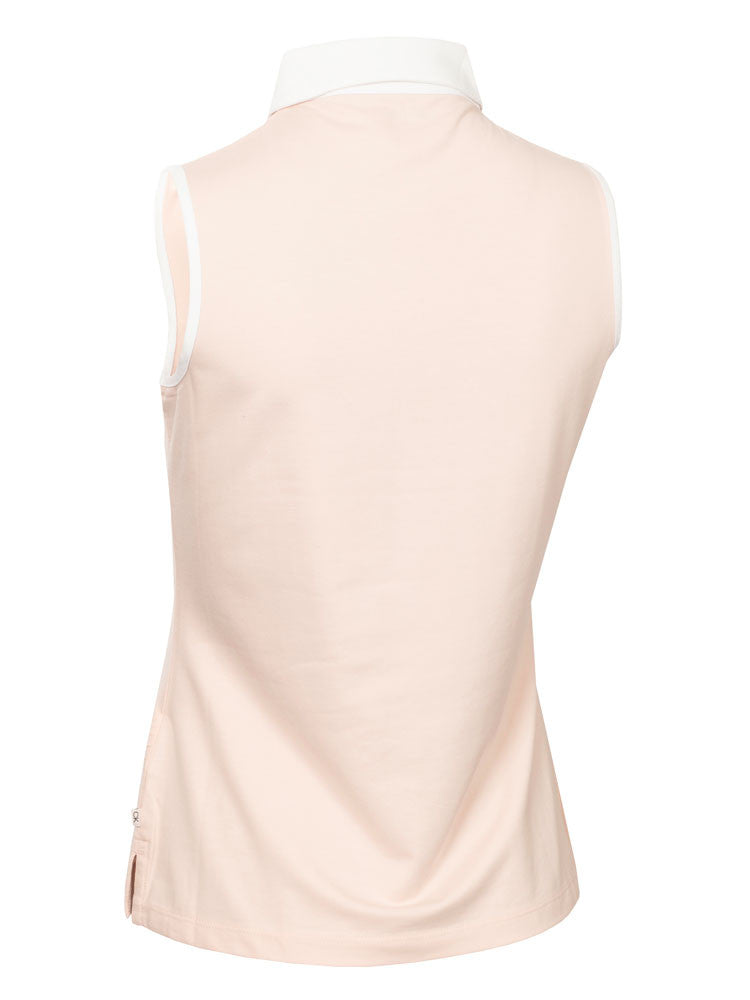 Calvin Klein Womens Bellevue Sleeveless Polo Shirt - Shell Pink