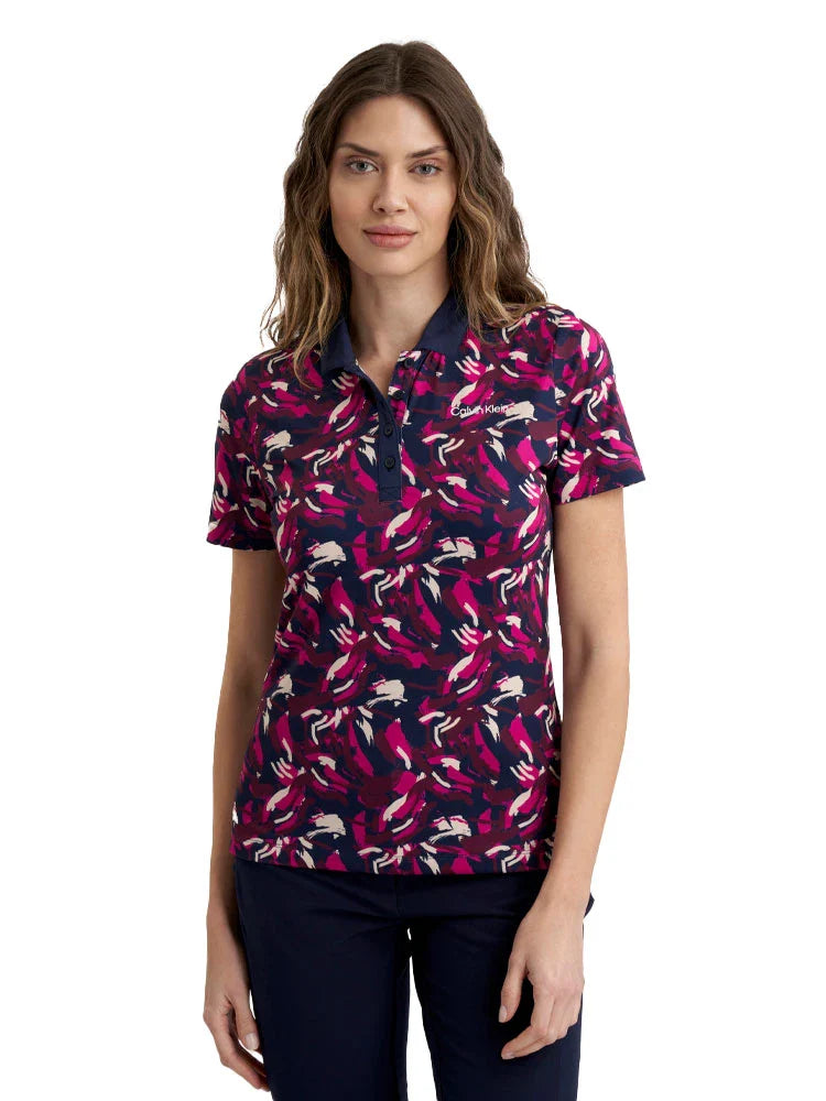 Calvin Klein Womens Brushstroke Printed Polo - Brushstroke Print