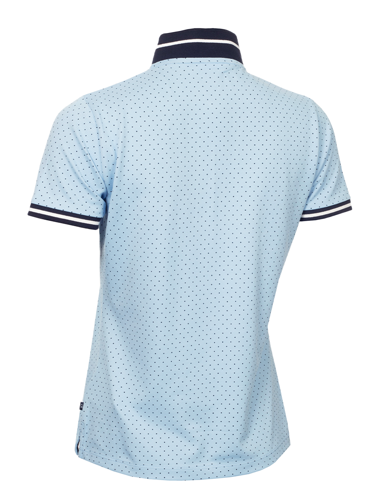 Calvin Klein Womens Camilla Printed Short Sleeve Polo - Blue Bell