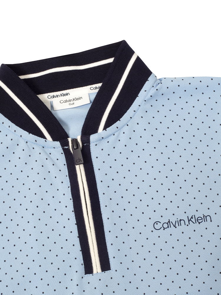 Calvin Klein Womens Camilla Printed Short Sleeve Polo - Blue Bell