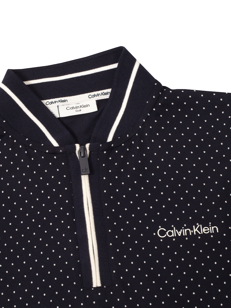 Calvin Klein Womens Camilla Printed Short Sleeve Polo - Navy