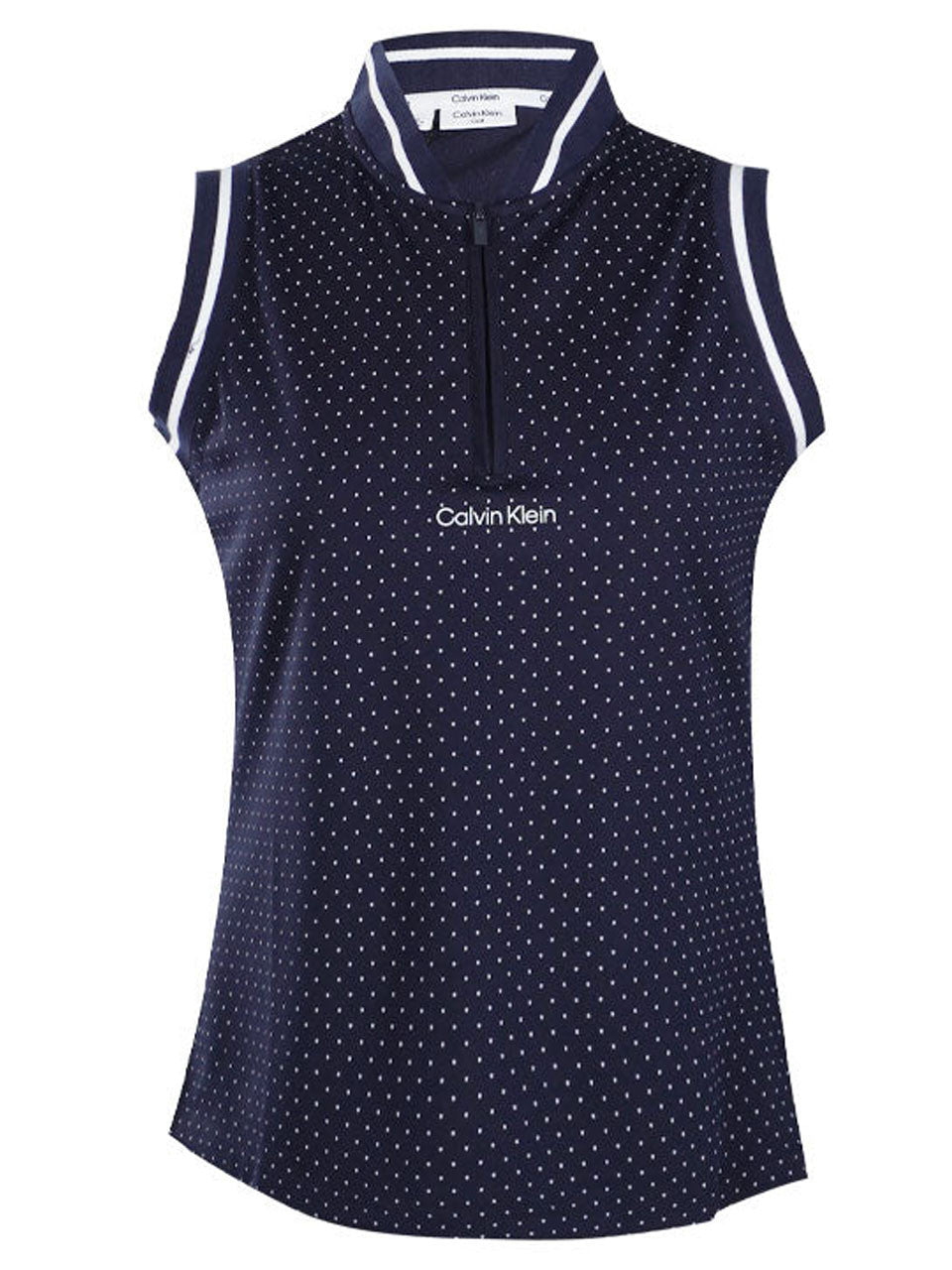 Calvin Klein Womens Camilla Printed Sleeveless Polo - Navy
