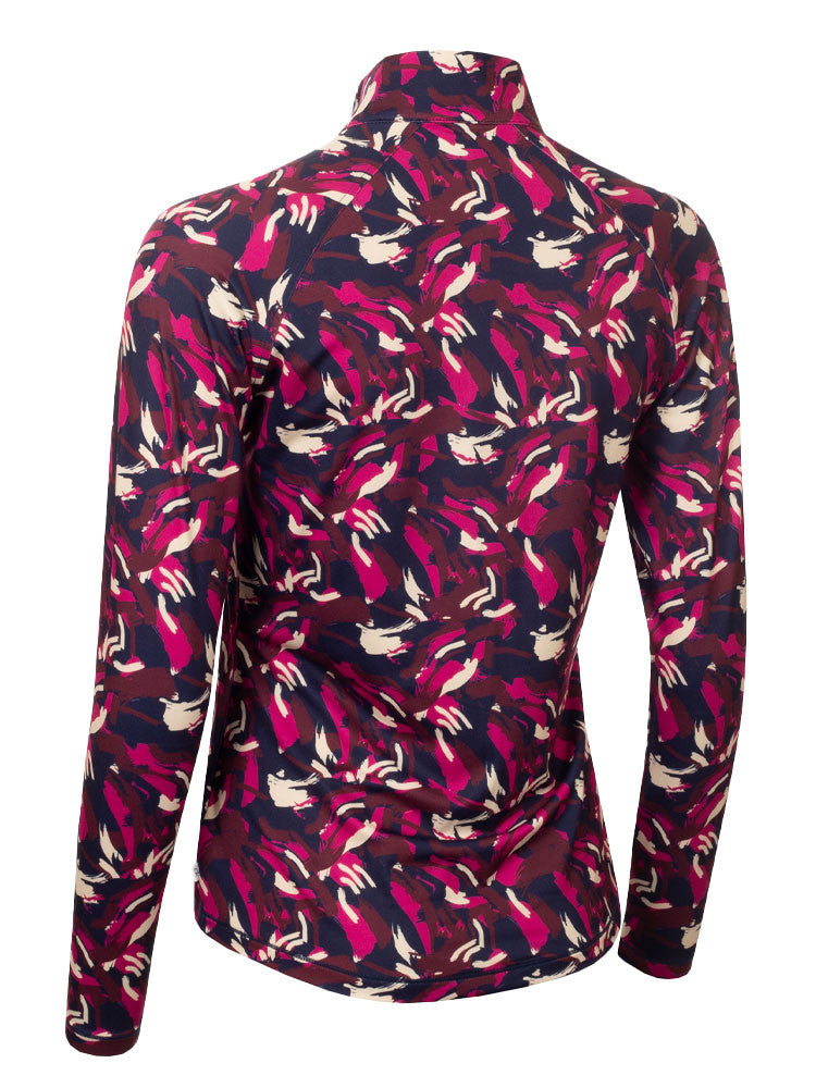 Calvin Klein Womens Dakota Quarter Zip Top - Brushstroke Print