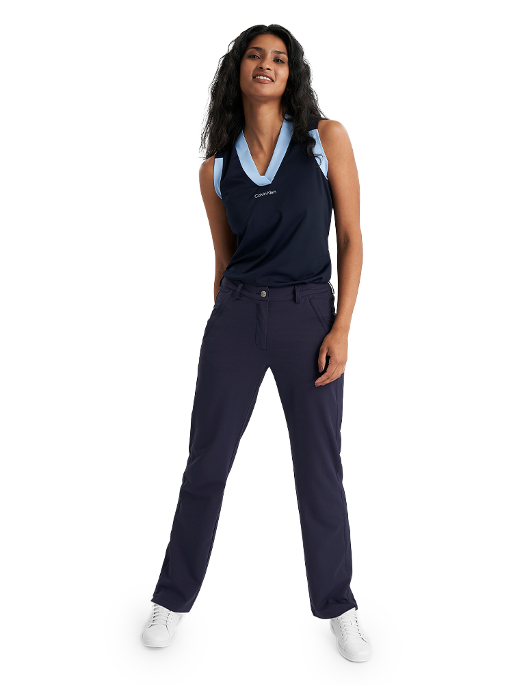 Calvin Klein Womens Juno Jersey Sleeveless Polo - Navy