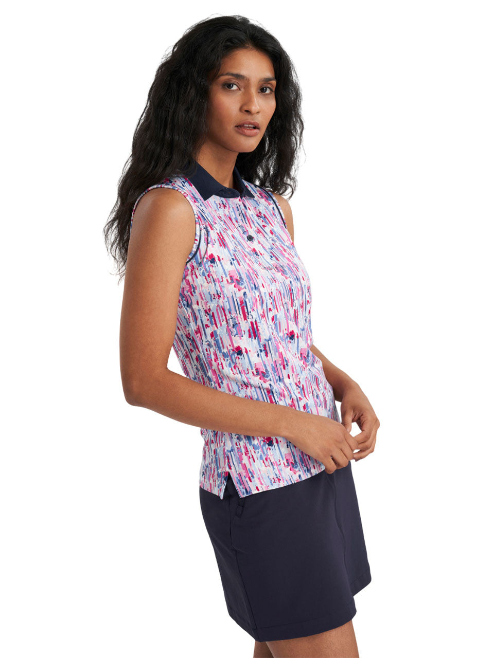 Calvin Klein Womens Manelle Sleeveless Polo - Glitch Print