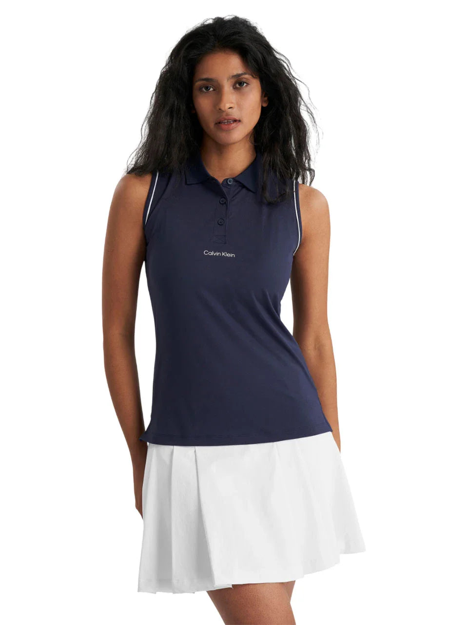 Calvin Klein Womens Manelle Sleeveless Polo - Navy