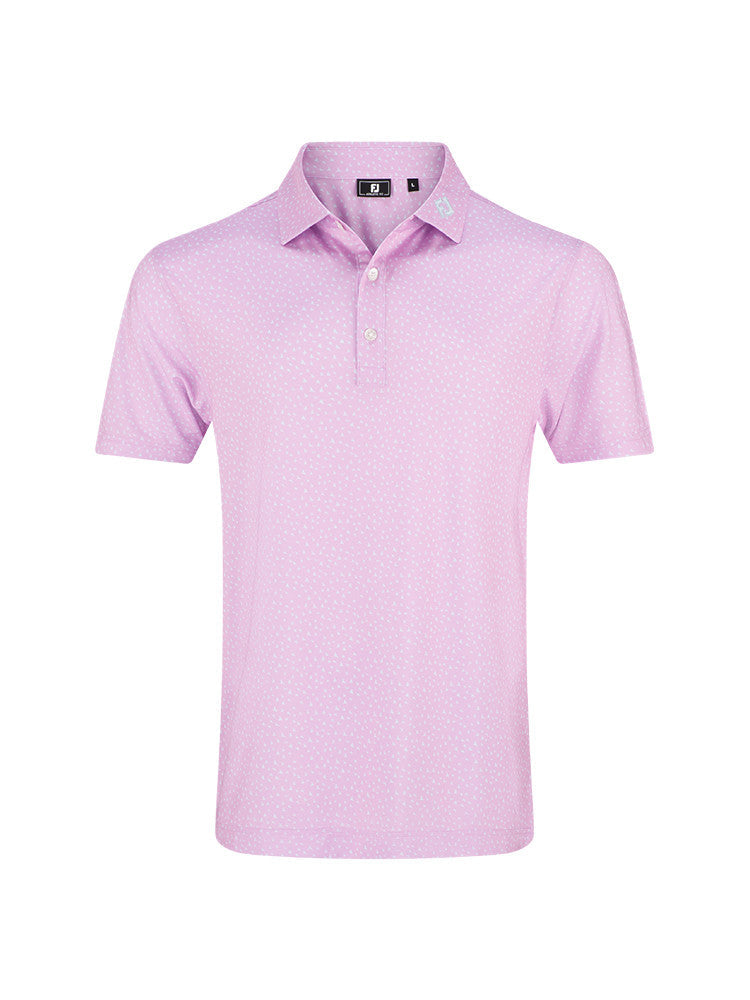 FootJoy Bird Print Lisle Polo Shirt (Athletic Fit) - Orchid/Ice Water