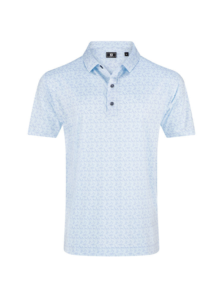 FootJoy Vintage Floral Lisle Polo Shirt (Athletic Fit) - Ice Water/Periwinkle-GolfMaker