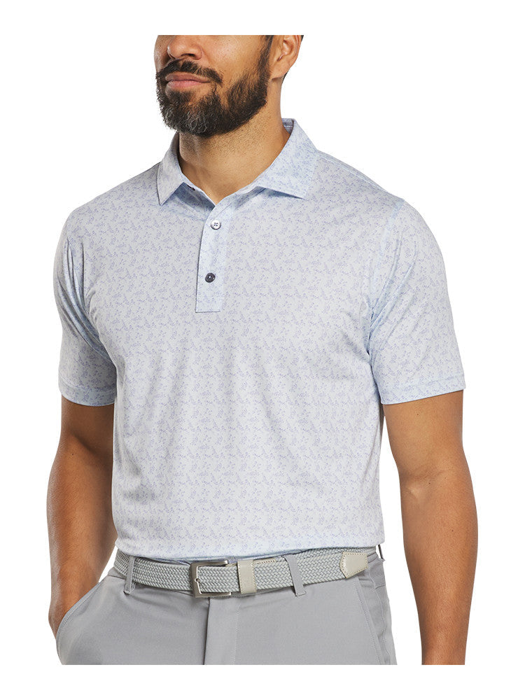 FootJoy Vintage Floral Lisle Polo Shirt (Athletic Fit) - Ice Water/Periwinkle-GolfMaker