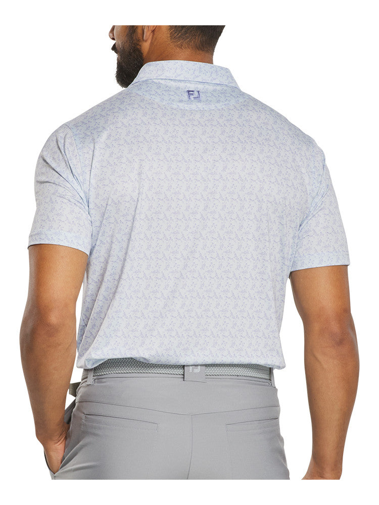 FootJoy Vintage Floral Lisle Polo Shirt (Athletic Fit) - Ice Water/Periwinkle-GolfMaker