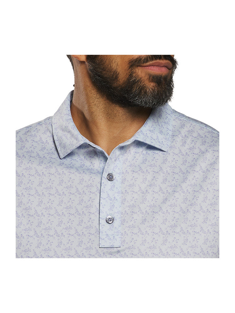 FootJoy Vintage Floral Lisle Polo Shirt (Athletic Fit) - Ice Water/Periwinkle-GolfMaker