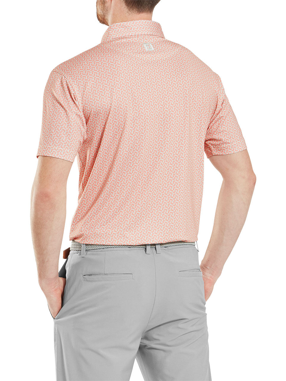 FootJoy Citrus Print Lisle Polo Shirt (Athletic Fit) - Orange/Pistachio