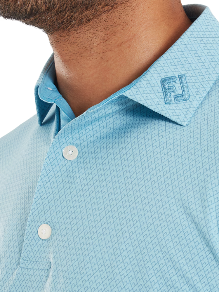 FootJoy Deco Diamond Print Lisle Polo Shirt (Athletic Fit) - Air Blue