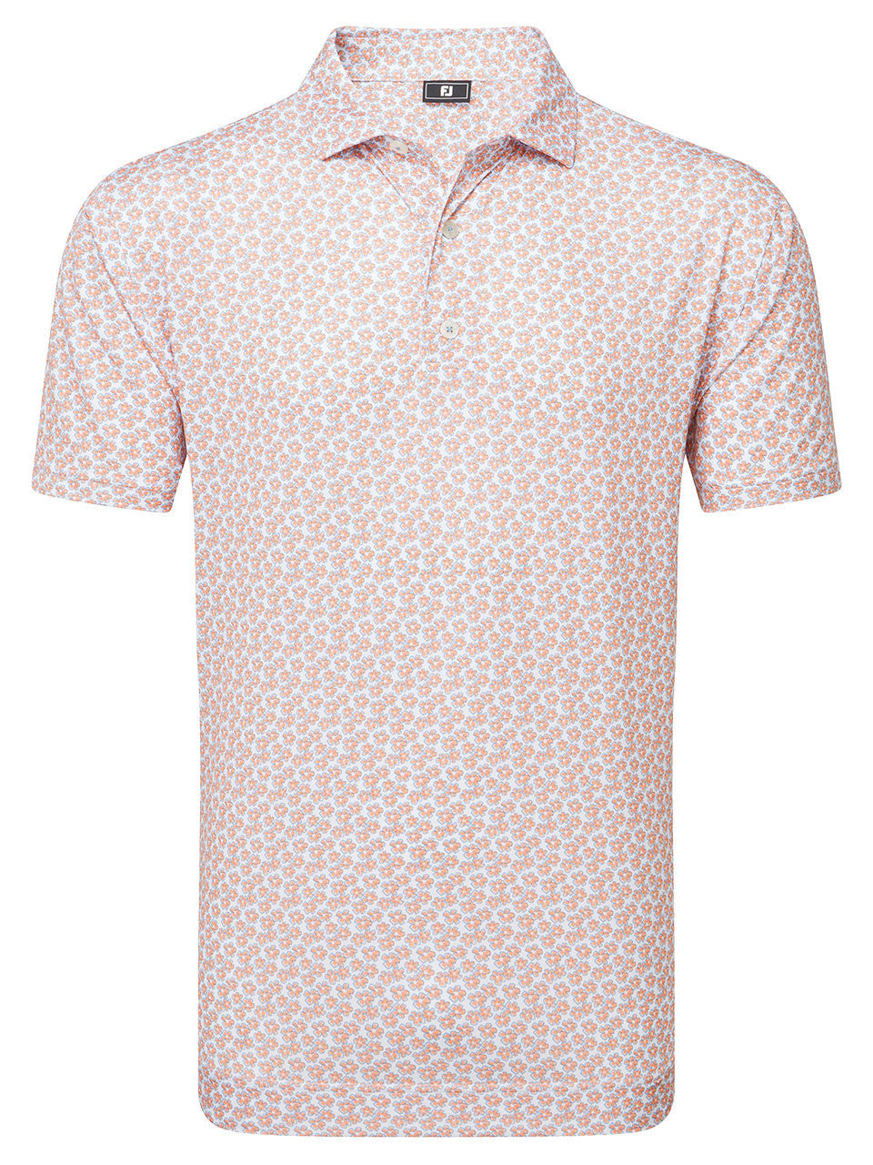 FootJoy Floral Sketch Lisle Polo Shirt (Athletic Fit) - Orange/White