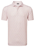 FootJoy Floral Sketch Lisle Polo Shirt (Athletic Fit) - Orange/White