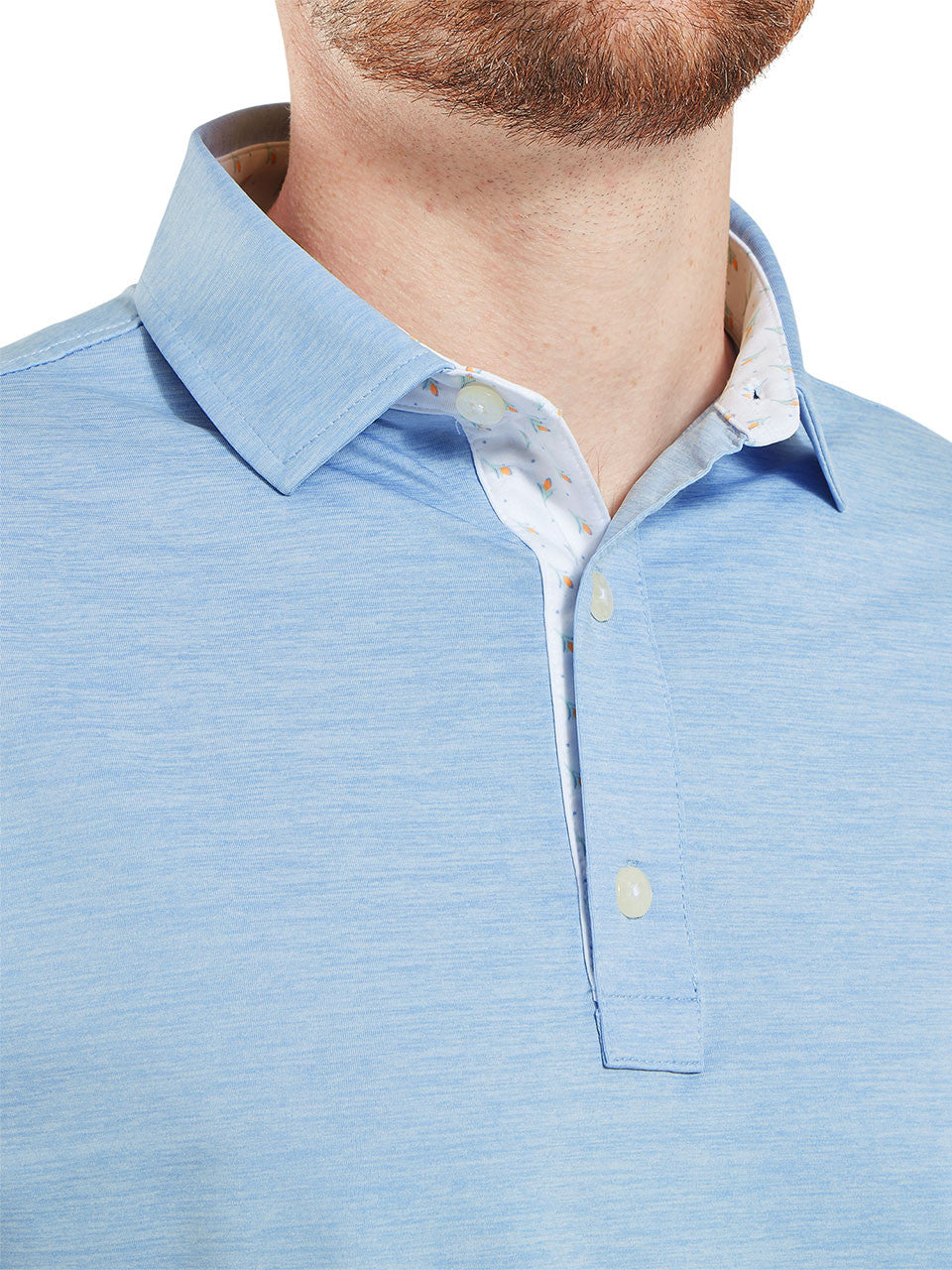 FootJoy Heather Lisle w/Trim Polo Shirt (Athletic Fit) - Blue Jay