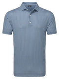 FootJoy Lisle Houndstooth Geo Print Polo Shirt (Athletic Fit) - Denim/Sky/White