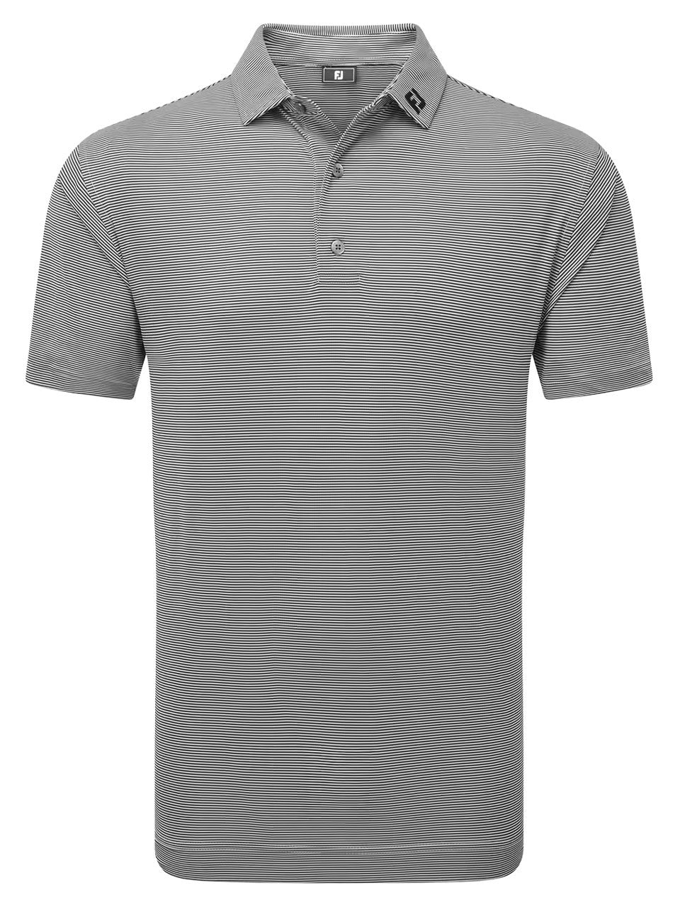 FootJoy Lisle Micro Feeder Stripe Polo Shirt (Athletic Fit) - Black