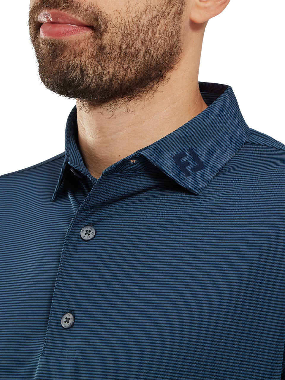 FootJoy Lisle Micro Feeder Stripe Polo Shirt (Athletic Fit) - Navy