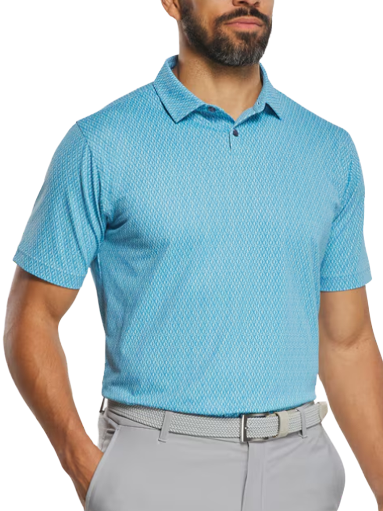 FootJoy Modernist Geo Pique Polo Shirt (Athletic Fit) - Air Blue/High Tide