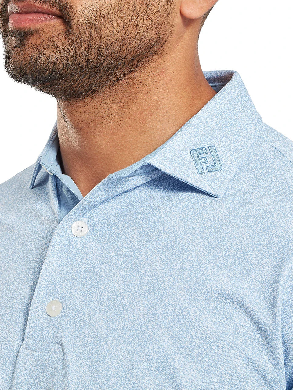 FootJoy Speckle Print Lisle Polo Shirt (Athletic Fit) - Blue Jay/White