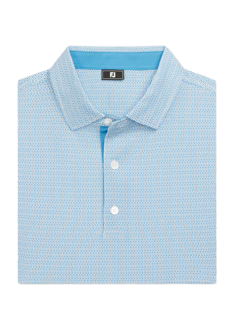 FootJoy Tee Geo Print Lisle Polo Shirt (Athletic Fit) - High Tide