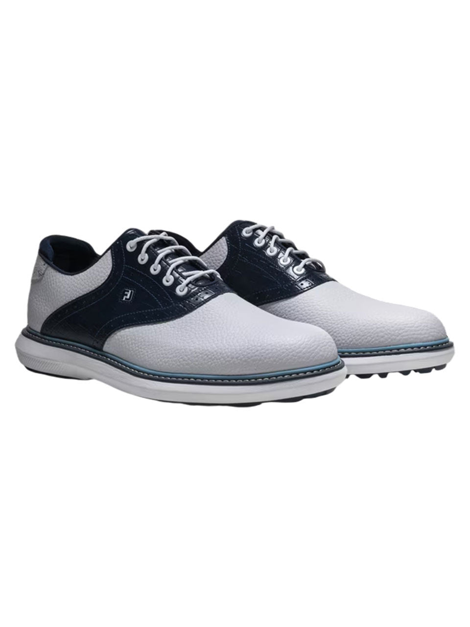 FootJoy Traditions Spikeless Golf Shoes - White/Navy