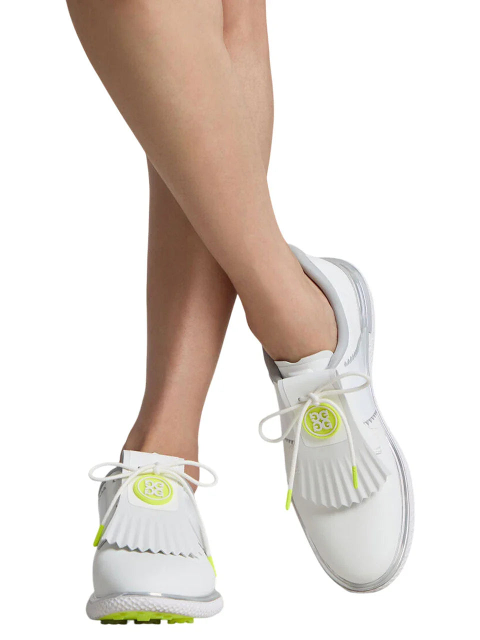 G/FORE Women's GALLIVAN2R Side Stripe Kiltie Golf Shoes - Snow/Electric