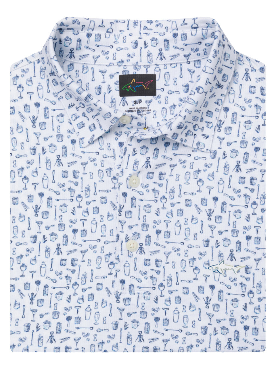 Greg Norman Bartenders Choice Textured Mesh Polo - White