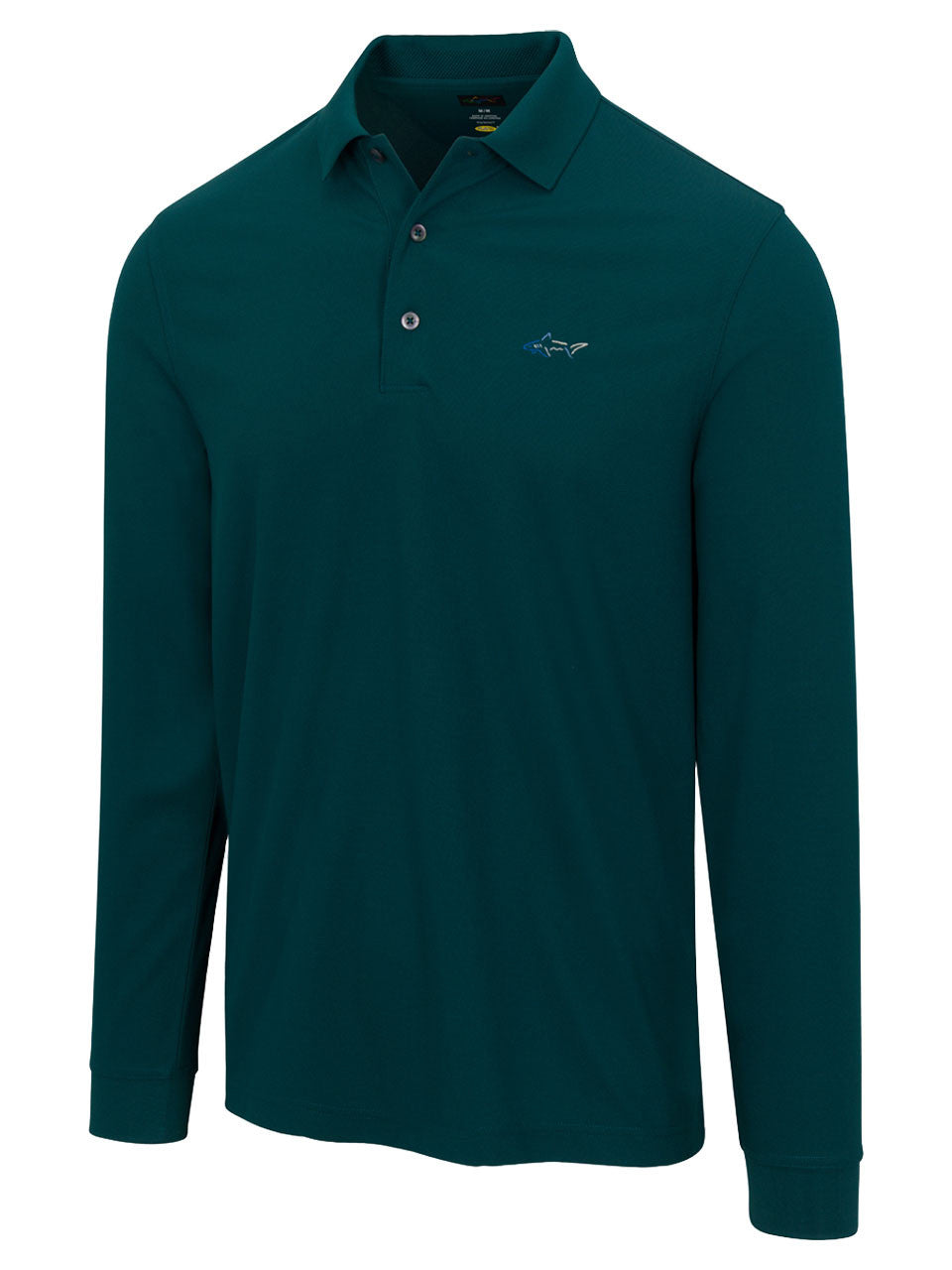 Greg Norman Long Sleeve Pique Shark Polo - Dark Sea