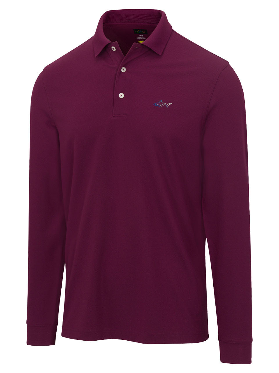 Greg Norman Long Sleeve Pique Shark Polo - Grape Wine