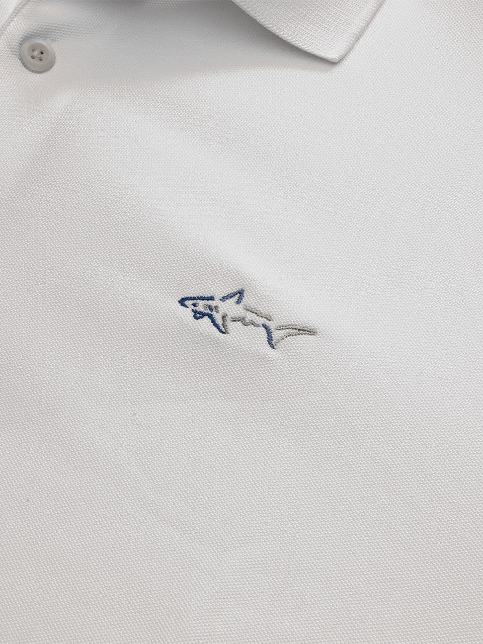 Greg Norman Long Sleeve Pique Shark Polo - White
