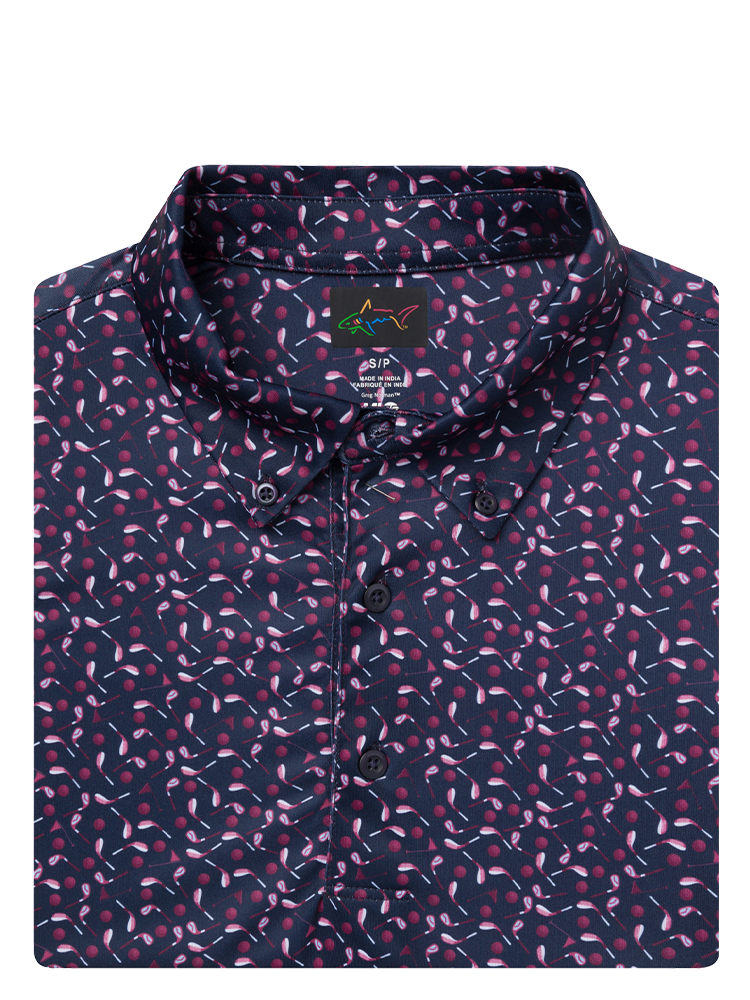 Greg Norman ML75 Clubs Button Down Collar Polo - Navy
