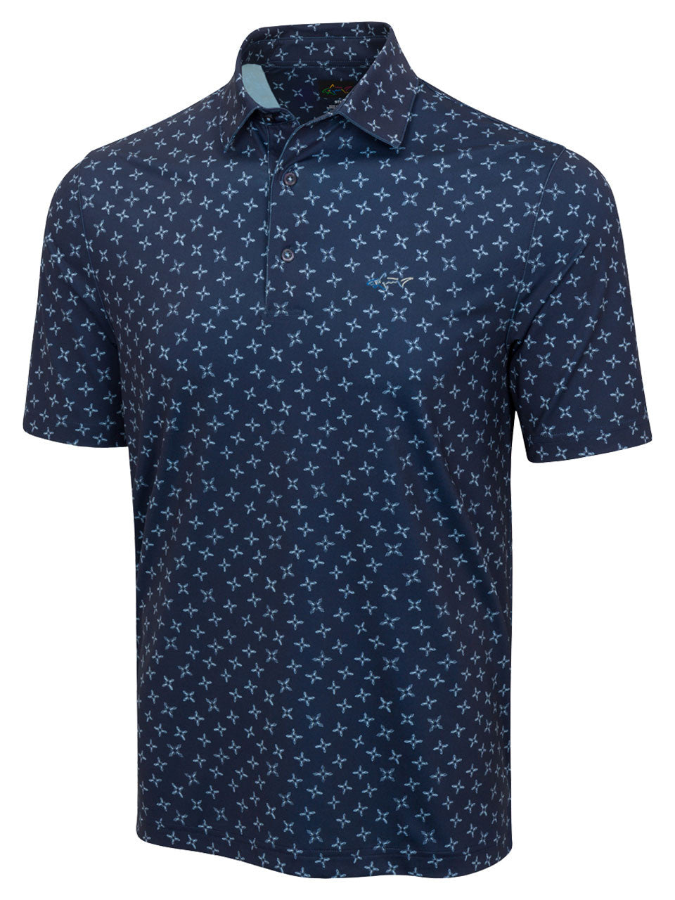 Greg Norman ML75 Stretch Floral Foulard Polo - Navy